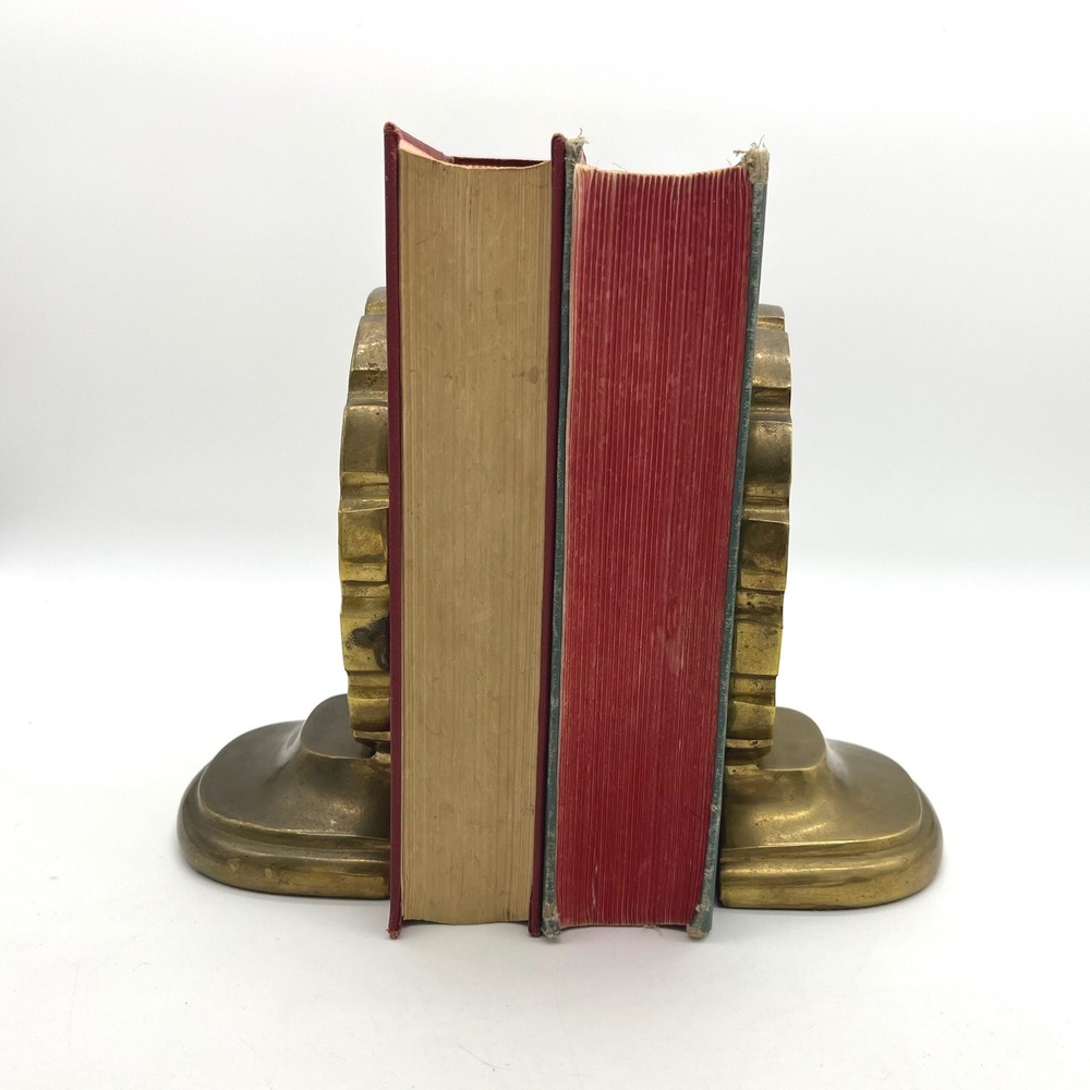 Vintage Solid Brass Scallop Shell Bookends Pair Gold Coastal Decor 5.5 Inch - Picture 2 of 9